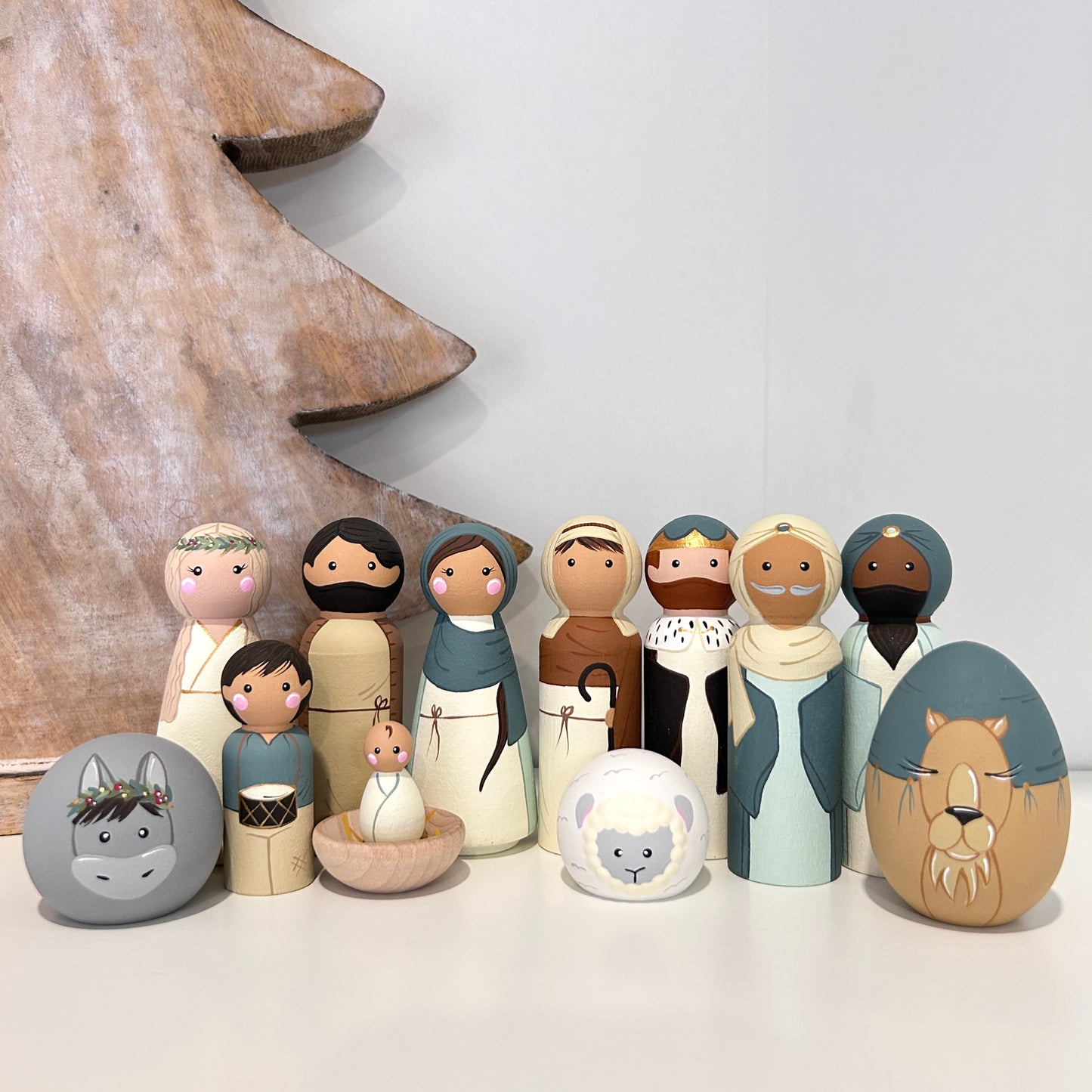 Nativity peg doll wooden set 