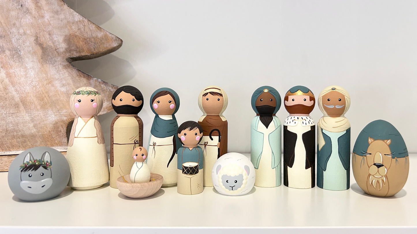 Wooden Nativity Set - Peaceful Evergreen