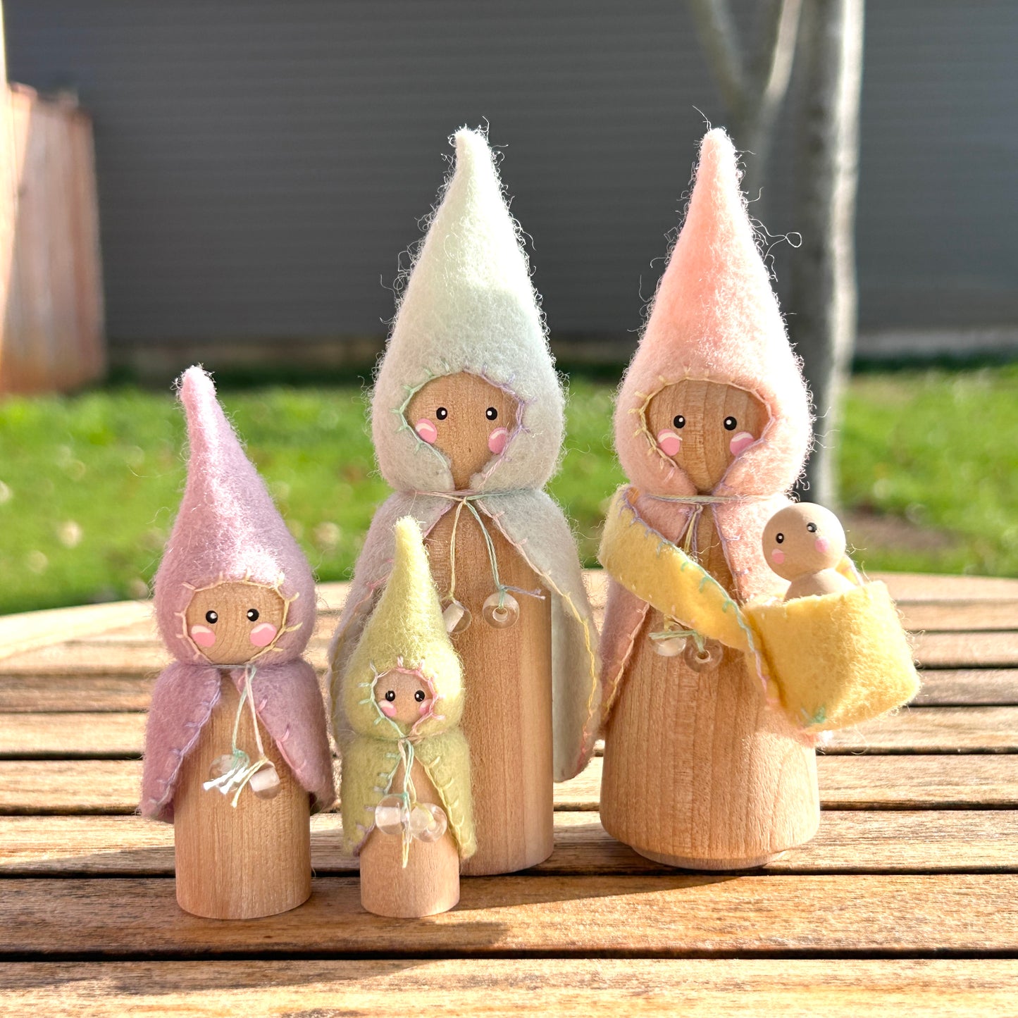 Steiner-Inspired Gnome Family in Spring Pastels